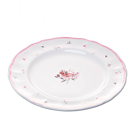 Prato 27cm  Raso Florescer Rosa Cerâmica